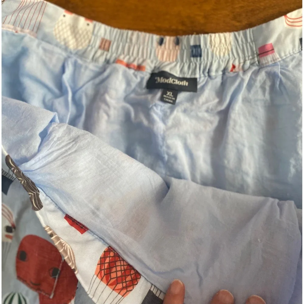 ModCloth Hot Air Balloon Print A-Line Skirt Blue Cotton XL Pocket Retro Style - Picture 13 of 14